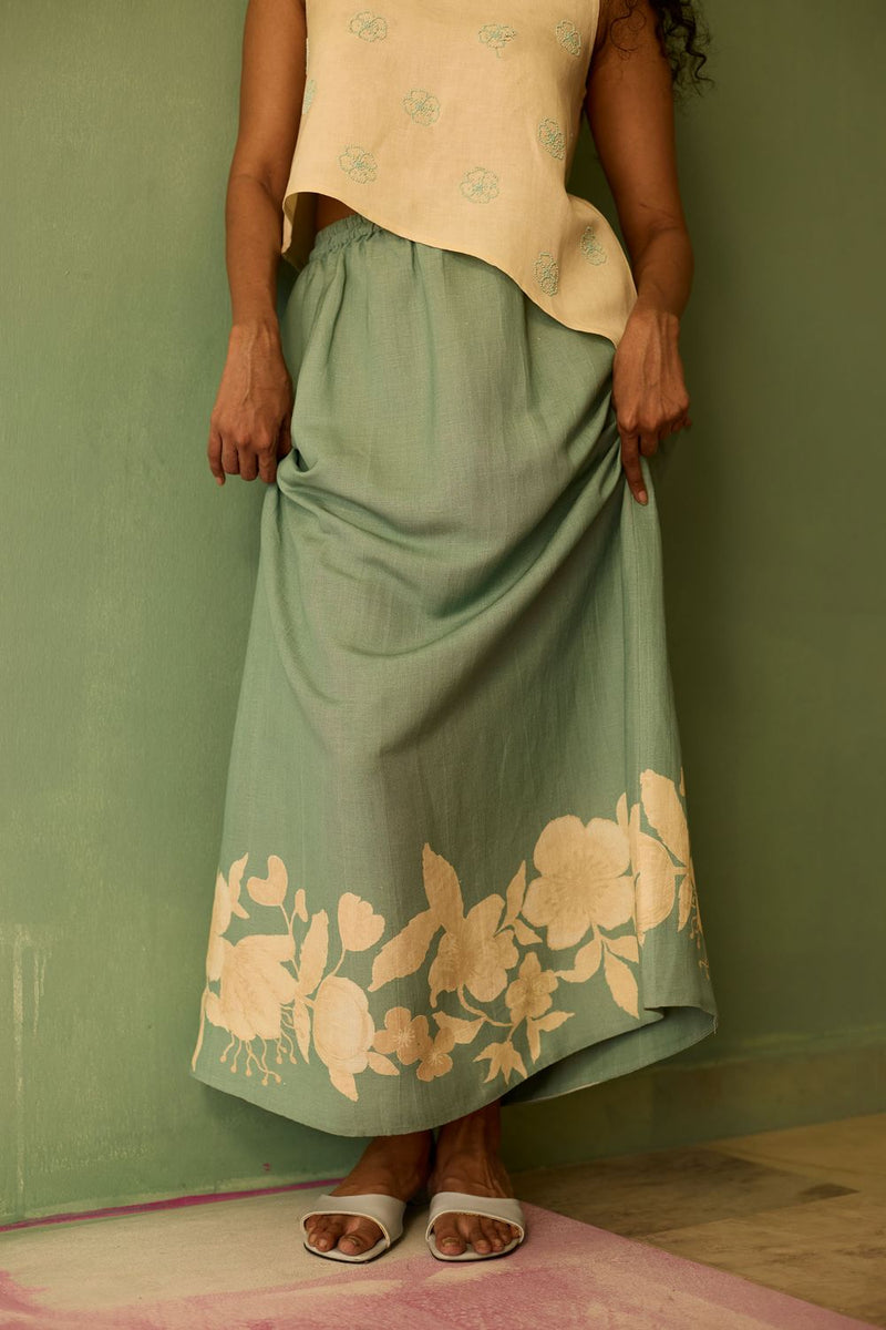 Hibiscus Anaar Asymmetrical Hem Co-ord Set cotton by World of SiSa for women Worldwide