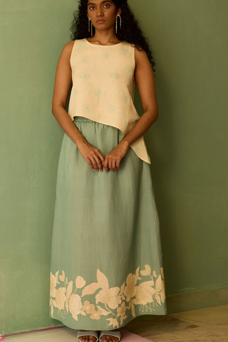 Hibiscus Anaar Asymmetrical Hem Co-ord Set cotton by World of SiSa for women Worldwide