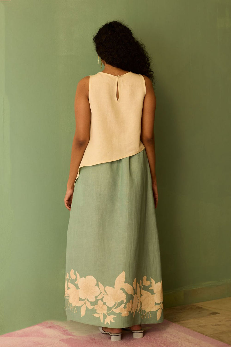 Hibiscus Anaar Asymmetrical Hem Co-ord Set cotton by World of SiSa for women Worldwide