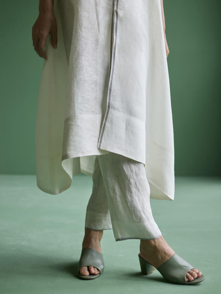 Ayana Metallic Linen Co-ord Set - Ivory linen by Manan in ivory color for women Worldwide