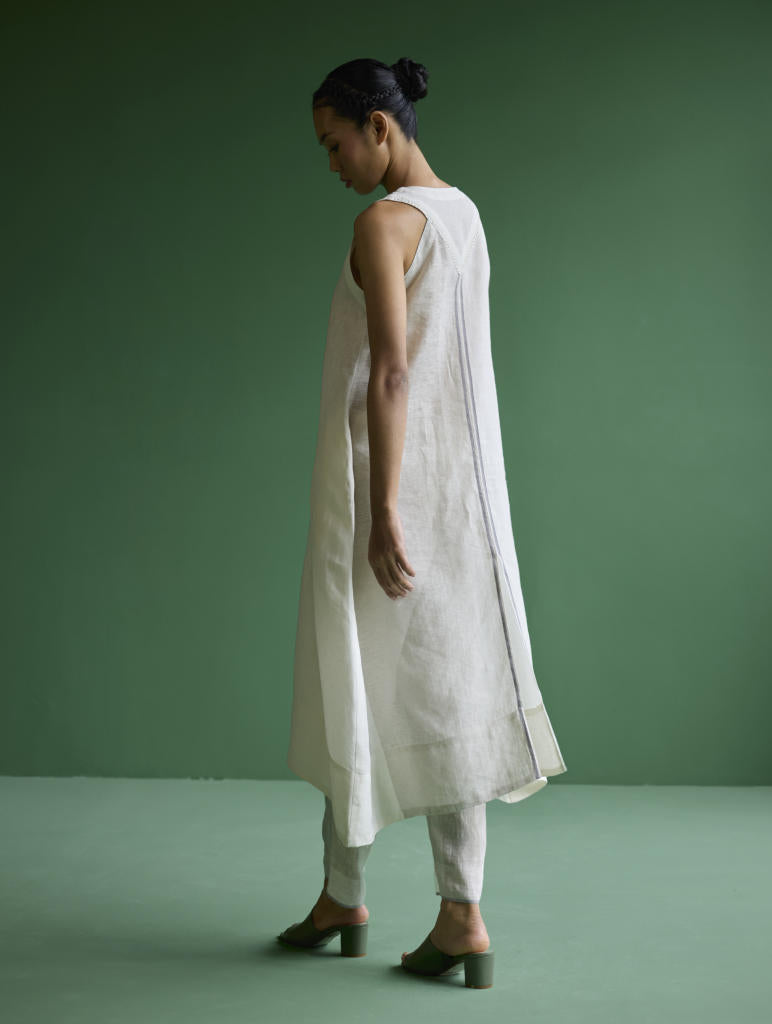 Ayana Metallic Linen Co-ord Set - Ivory linen by Manan in ivory color for women Worldwide