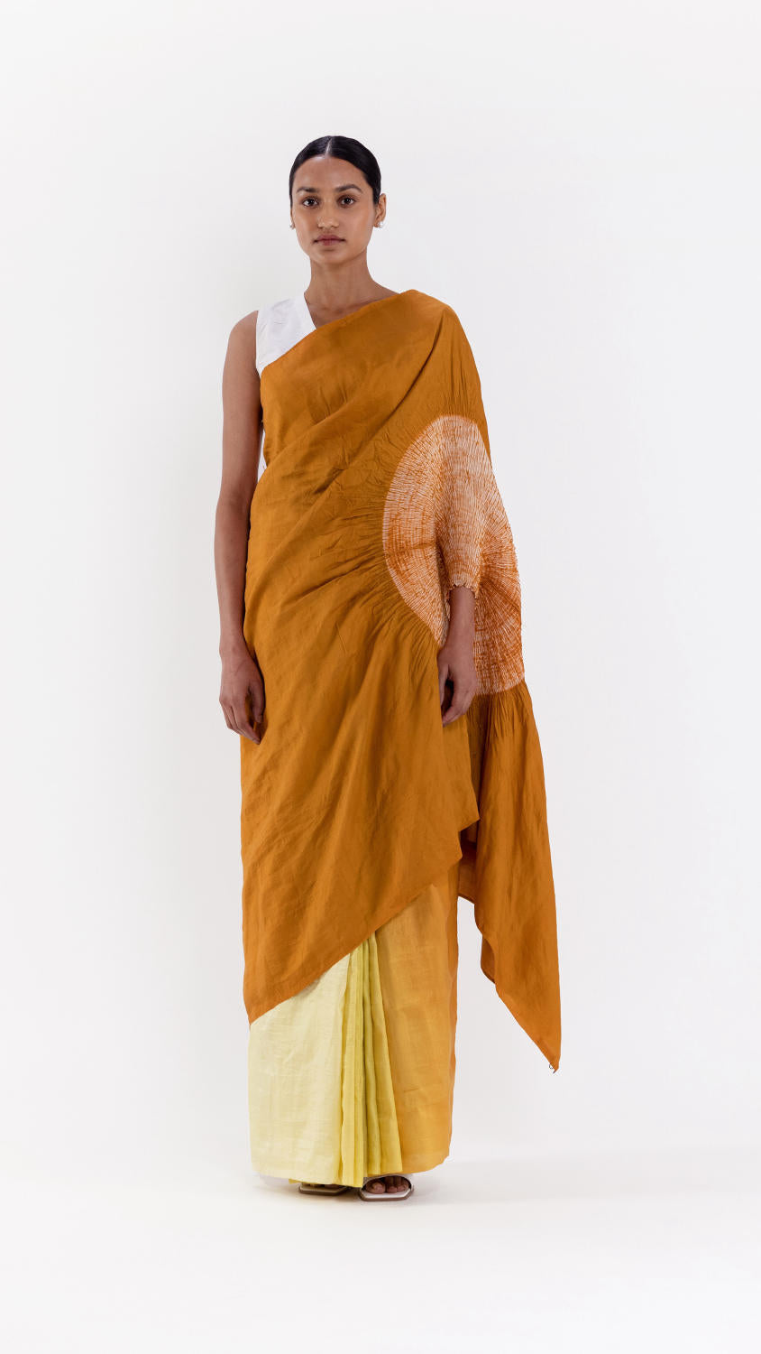 THE HANDSFREE SAREE - MUSTARD OMBRE