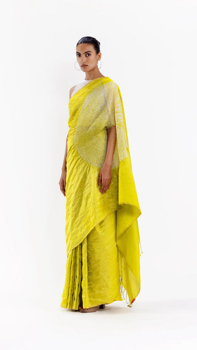 THE HANDSFREE SAREE - METALLIC LIME (CS3C1)