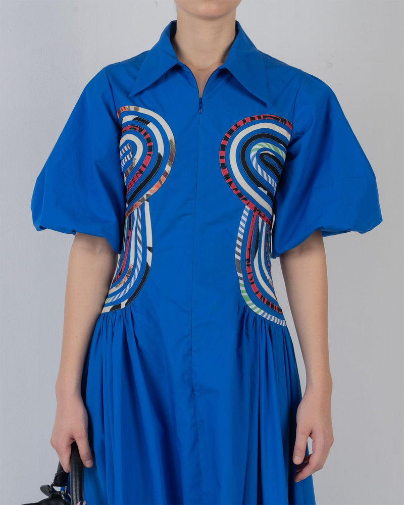 CURVA DRESS - Cobalt + Multicolour dress by Leh Studios in multicolour for women Worldwide