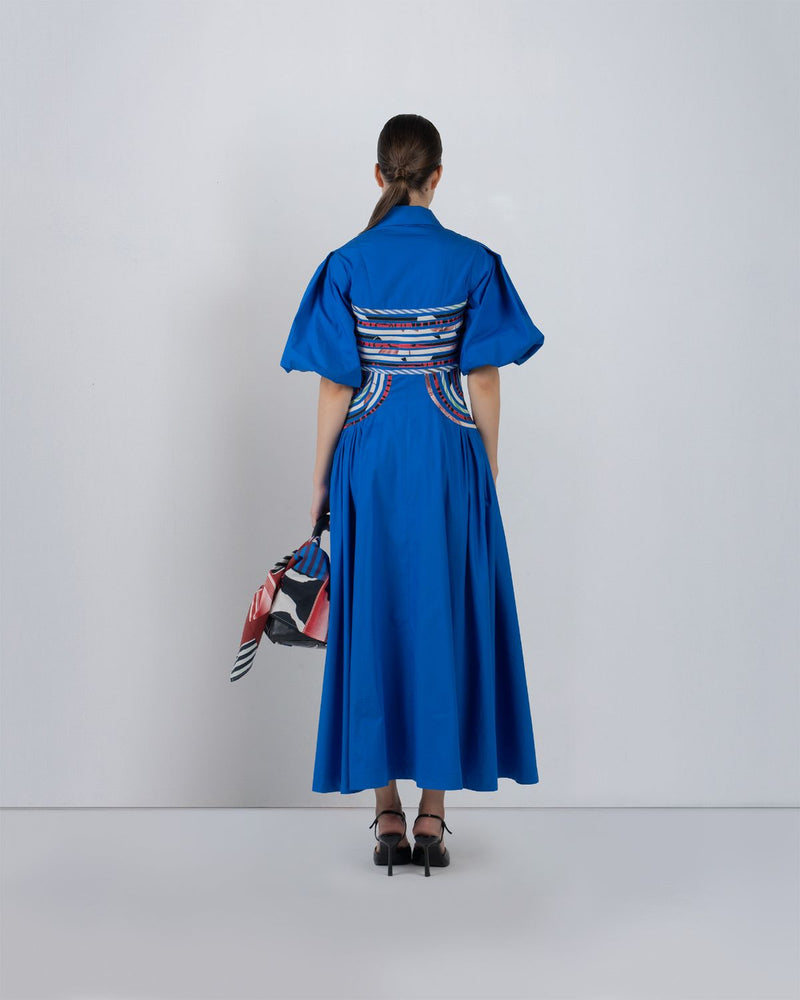 CURVA DRESS - Cobalt + Multicolour dress by Leh Studios in multicolour for women Worldwide