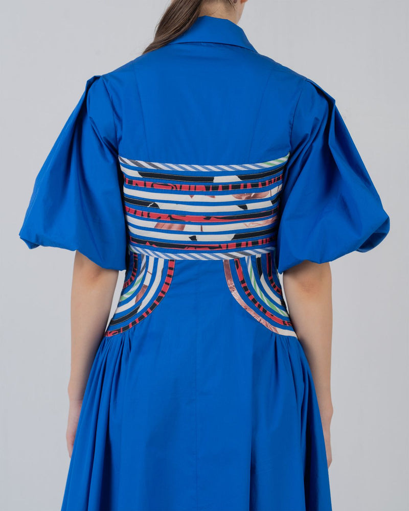 CURVA DRESS - Cobalt + Multicolour dress by Leh Studios in multicolour for women Worldwide