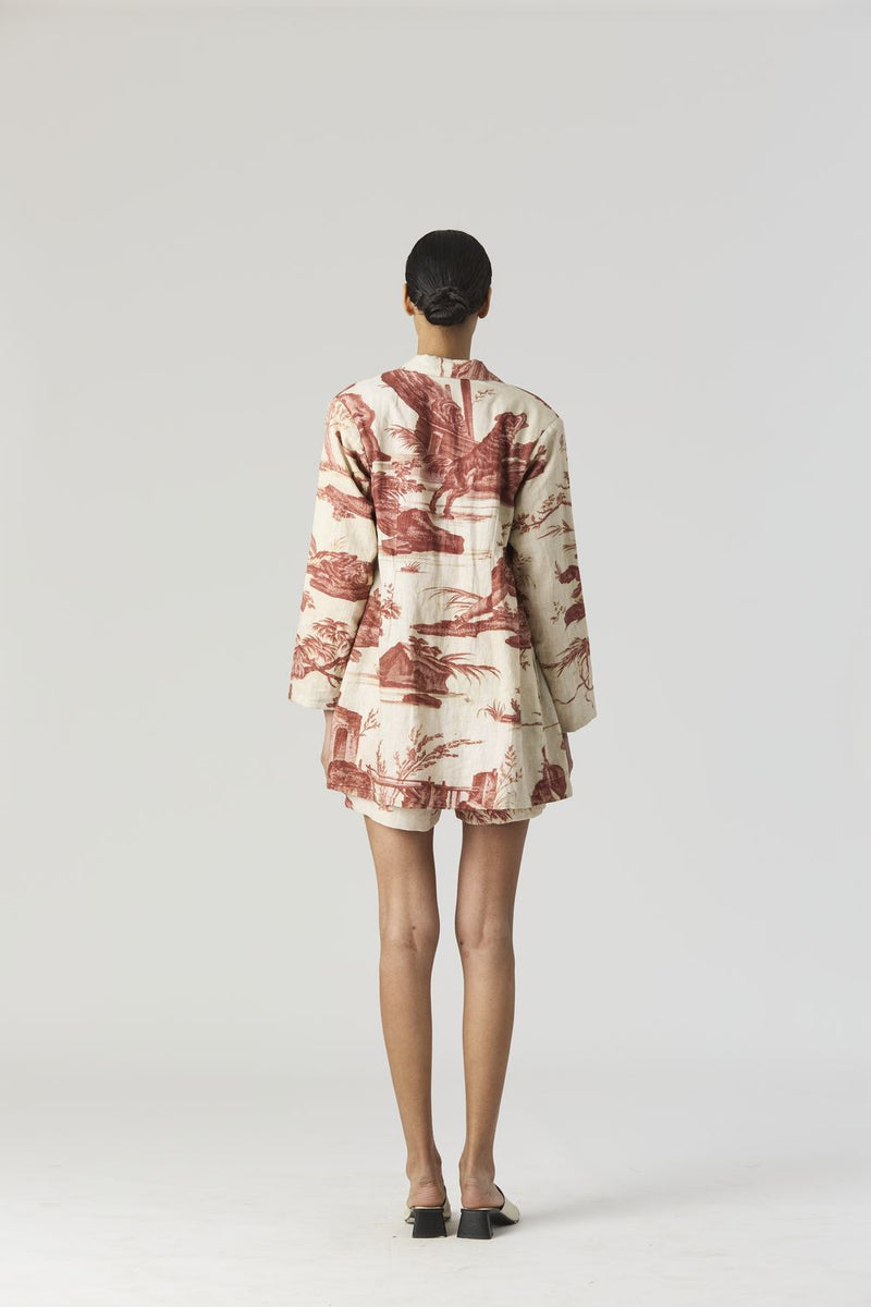 CABRIDET BLAZER , SHIRT & SHORTS SET by Yam in red color for women Worldwide