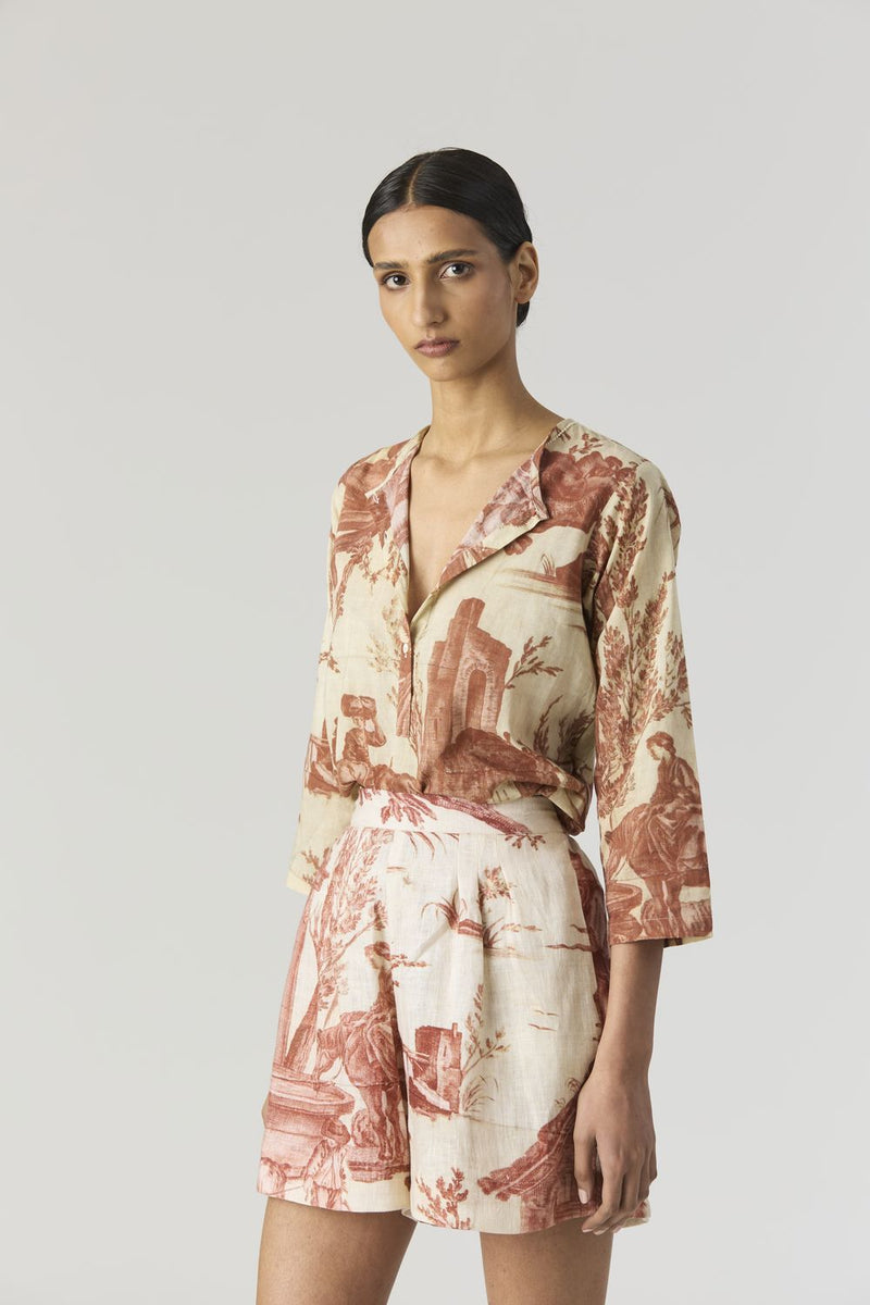CABRIDET BLAZER , SHIRT & SHORTS SET by Yam in red color for women Worldwide