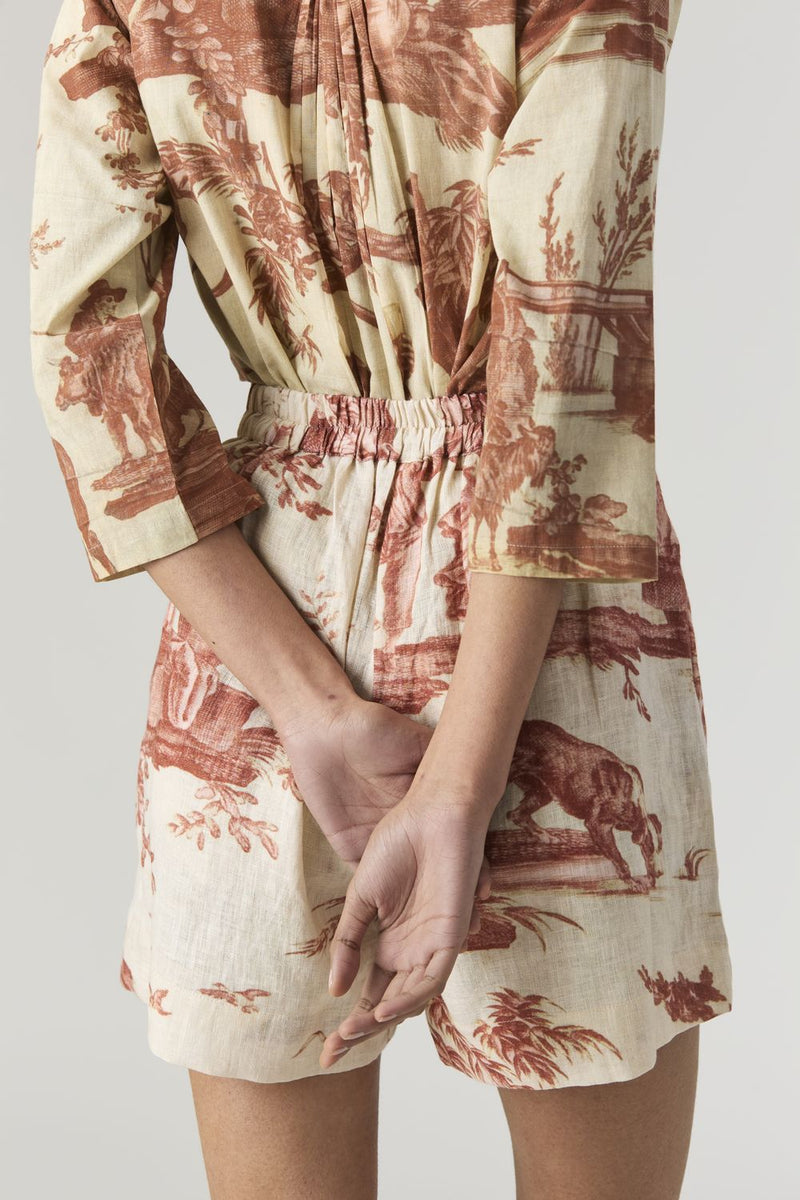 CABRIDET BLAZER , SHIRT & SHORTS SET by Yam in red color for women Worldwide