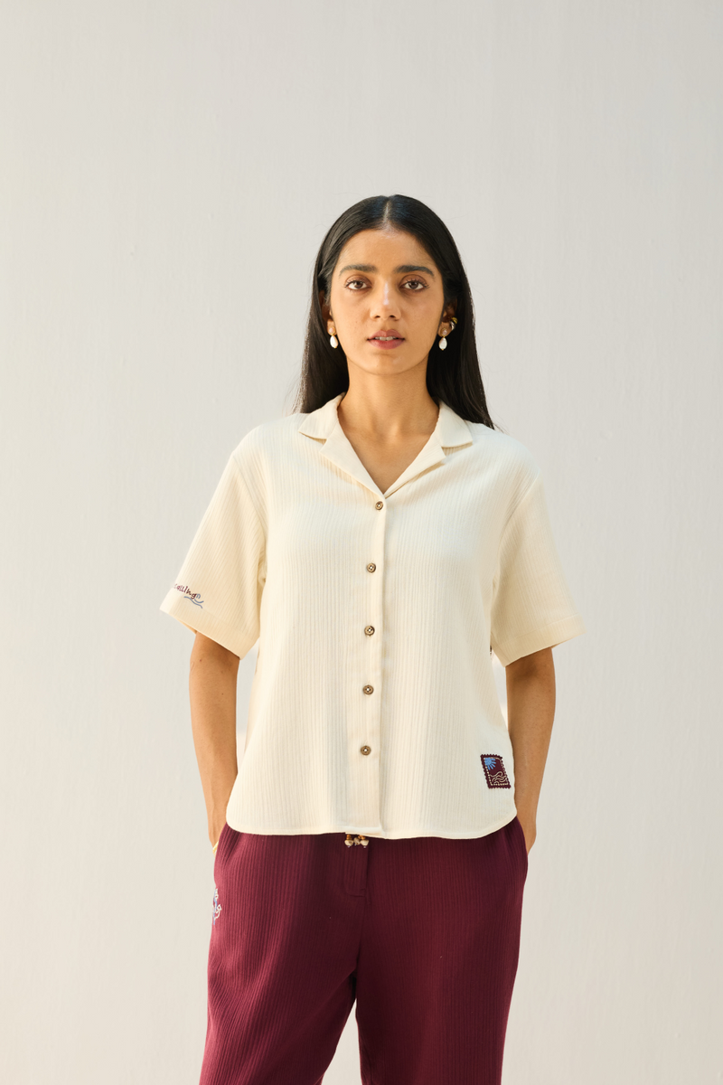 Call Of The Ocean Organic Cotton Shirt cotton by Sui in white color for women Worldwide