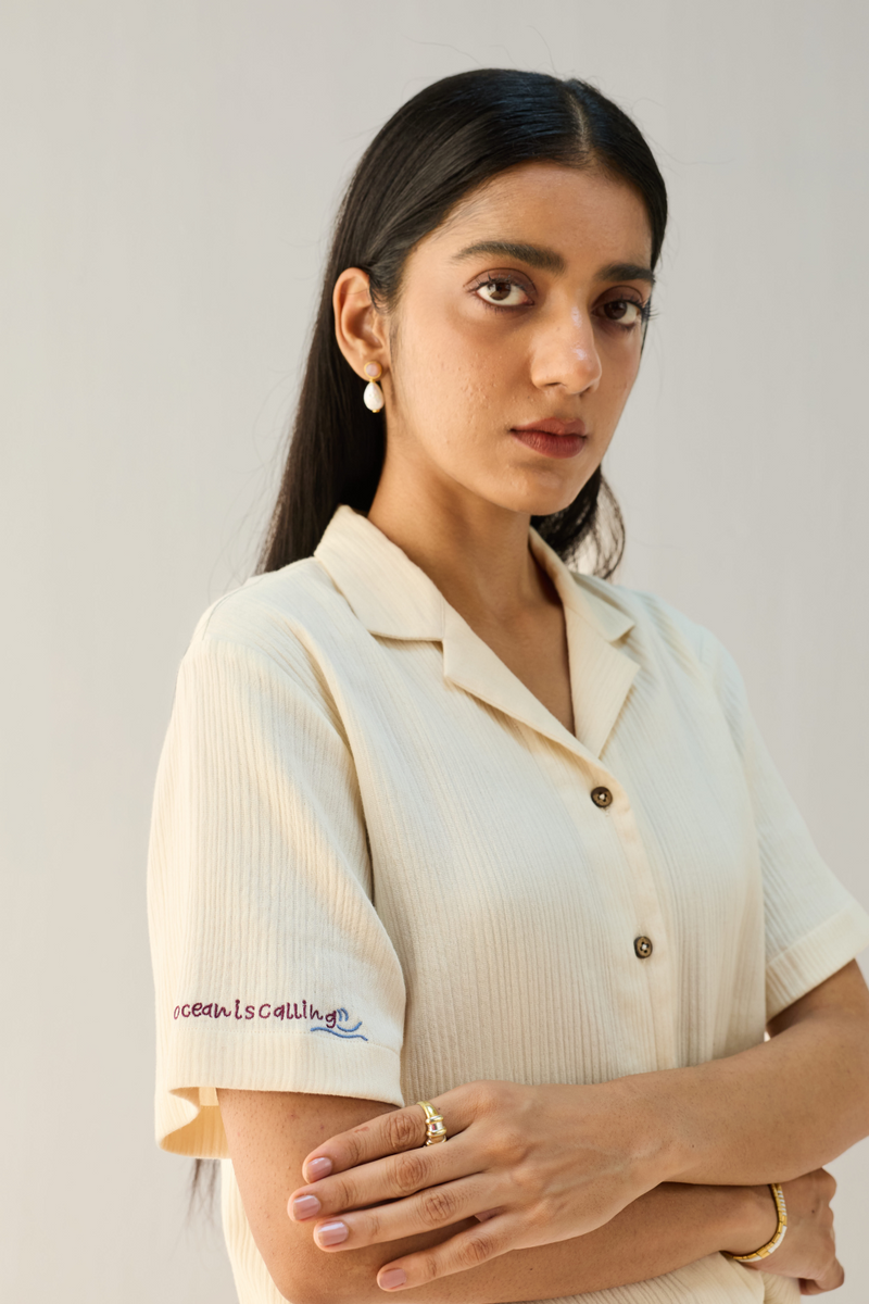 Call Of The Ocean Organic Cotton Shirt cotton by Sui in white color for women Worldwide