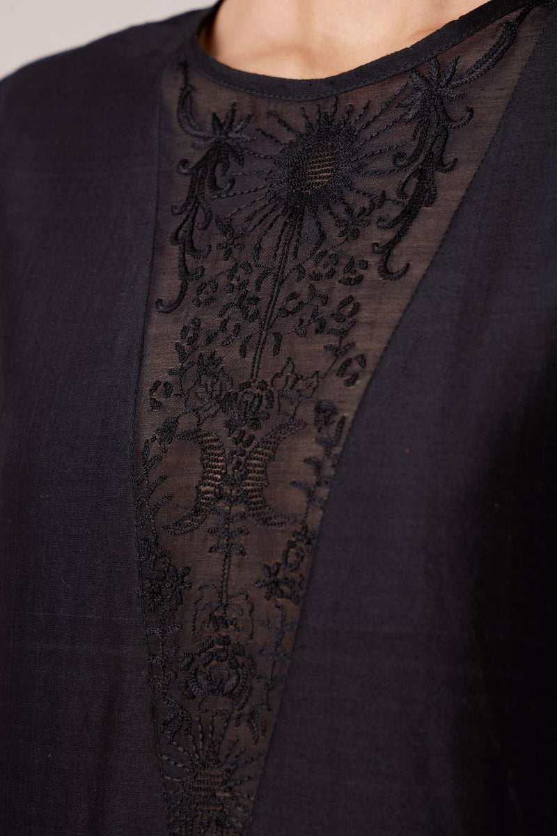 Callisto Black Handwoven Dress chanderi by The Summer House in black color for women Worldwide