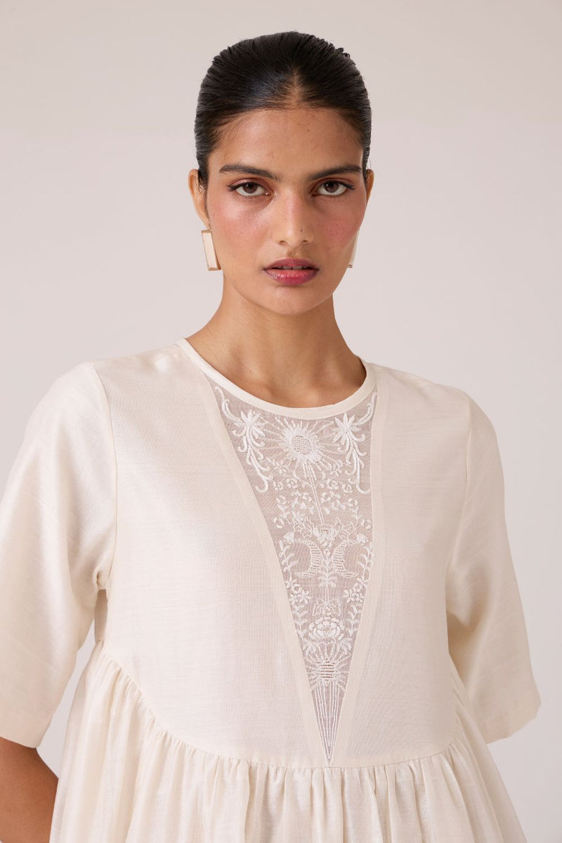 Callisto White Handwoven Dress chanderi by The Summer House in white color for women Worldwide