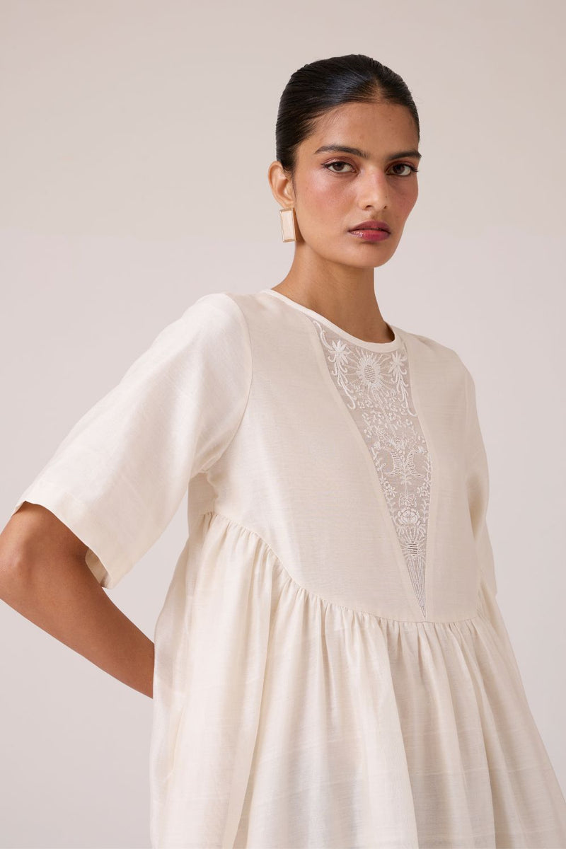 Callisto White Handwoven Dress chanderi by The Summer House in white color for women Worldwide
