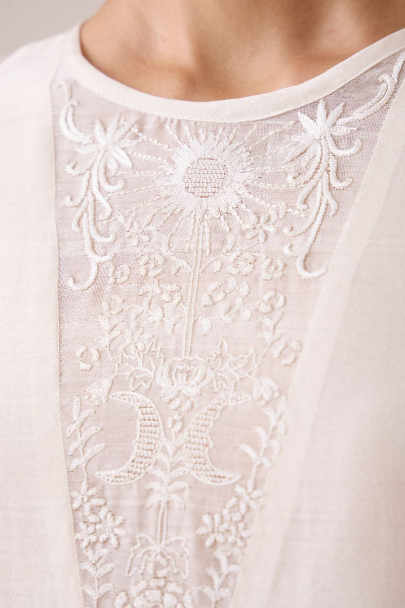 Callisto White Handwoven Dress chanderi by The Summer House in white color for women Worldwide
