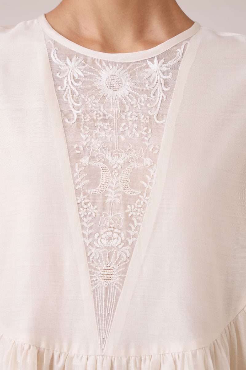 Callisto White Handwoven Dress chanderi by The Summer House in white color for women Worldwide