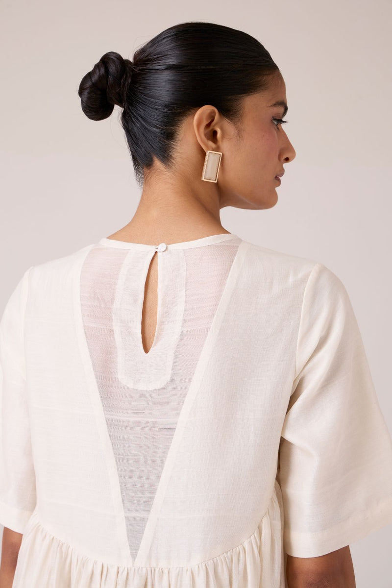 Callisto White Handwoven Dress chanderi by The Summer House in white color for women Worldwide