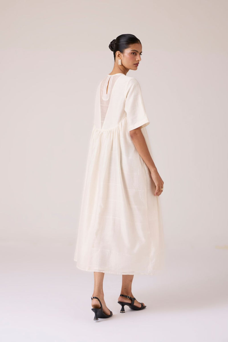 Callisto White Handwoven Dress chanderi by The Summer House in white color for women Worldwide