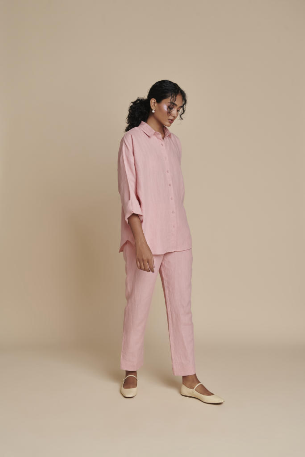 Candy Floss Linen Oversized Flared Shirt