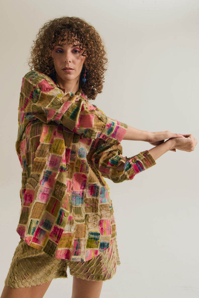 Cosmos Shirt chanderi silk top/shirt by Capisvirleo in off white for women Worldwide