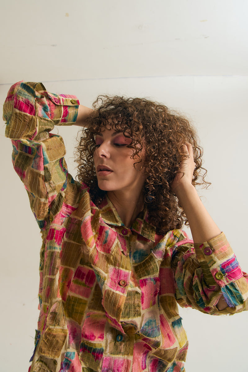 Cosmos Shirt chanderi silk top/shirt by Capisvirleo in off white for women Worldwide