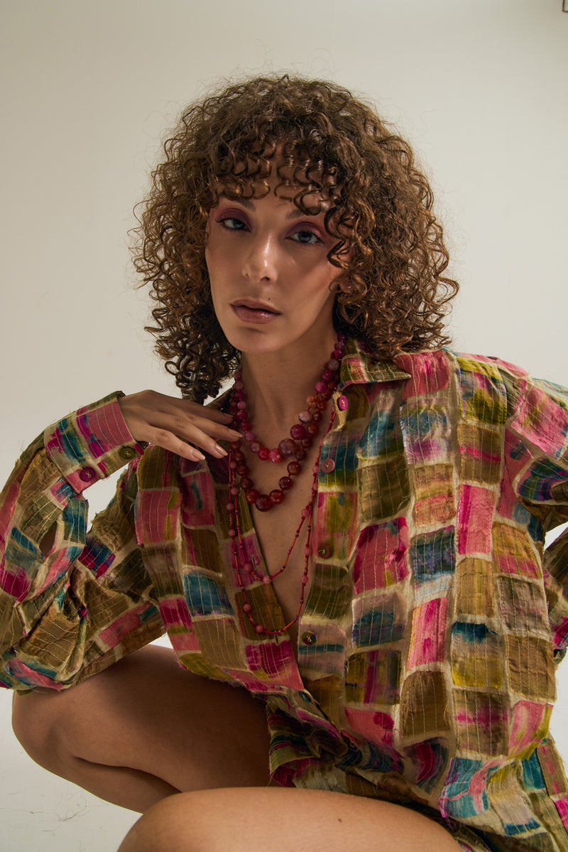 Cosmos Shirt chanderi silk top/shirt by Capisvirleo in off white for women Worldwide