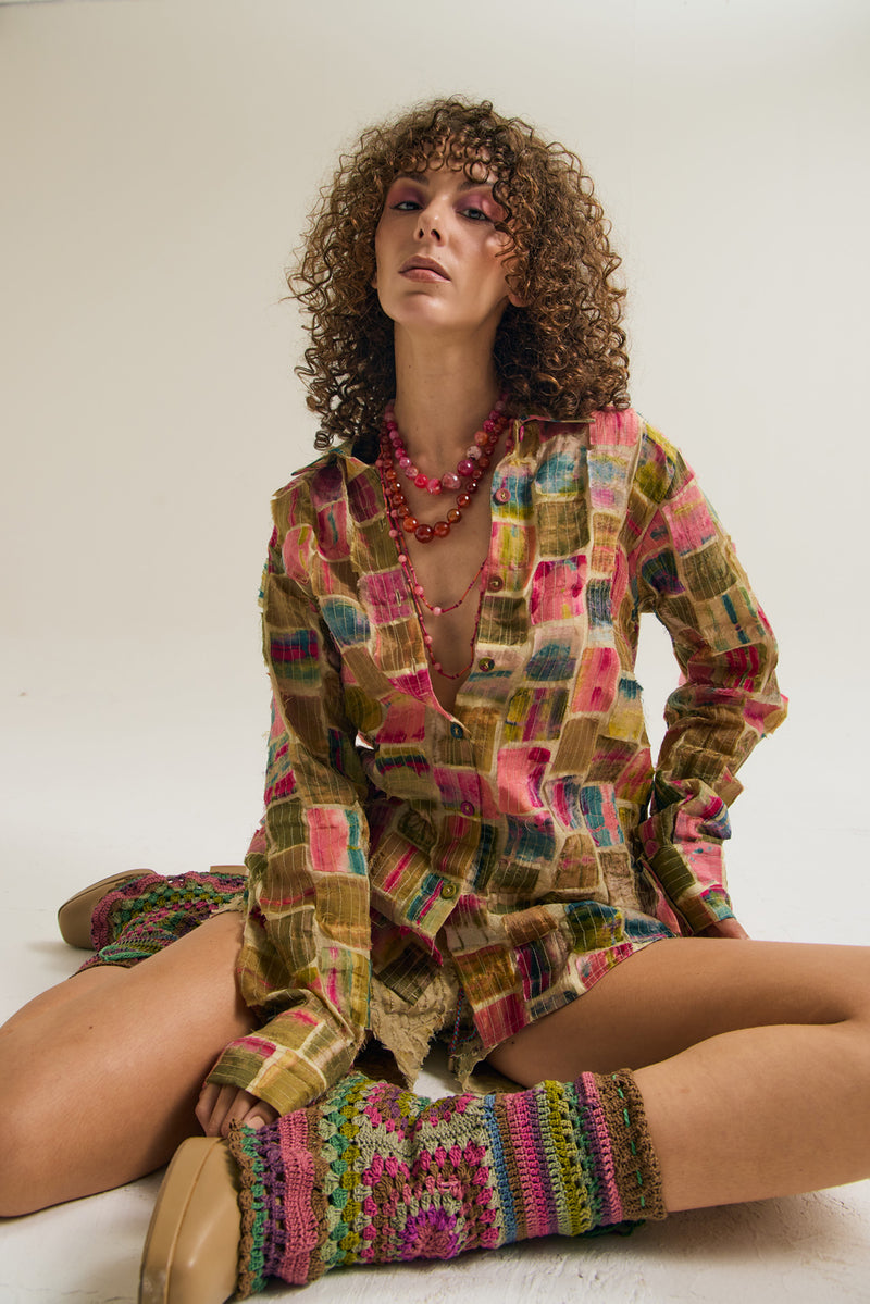 Cosmos Shirt chanderi silk top/shirt by Capisvirleo in off white for women Worldwide