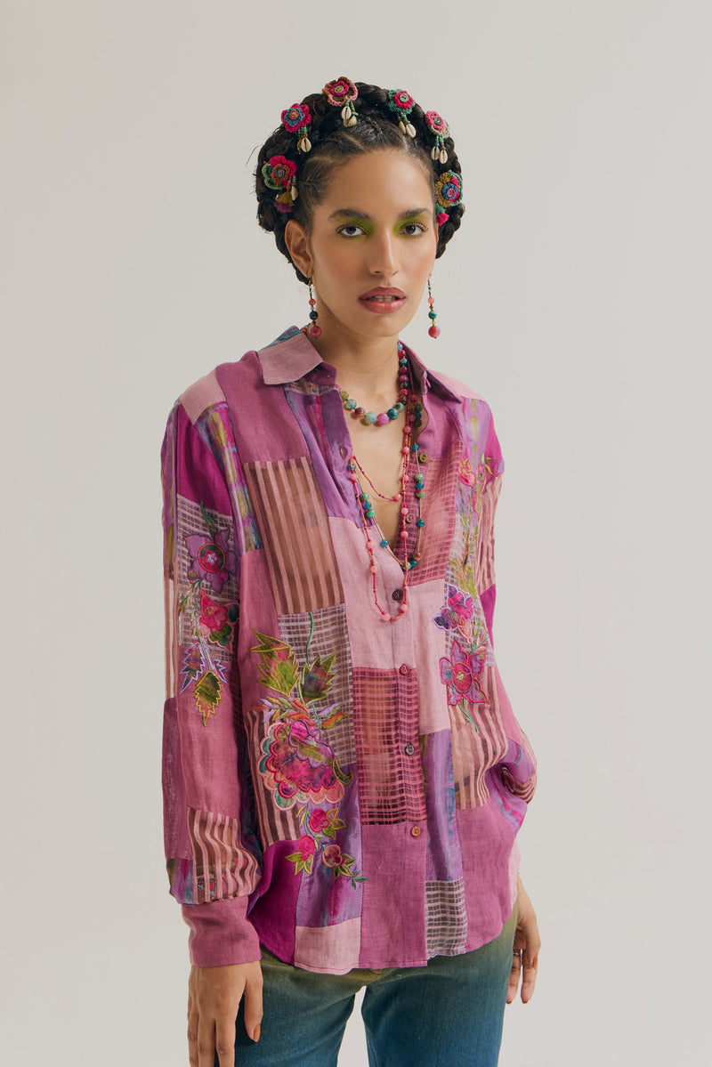 Paako Shirt jute,linen,silk top/shirt by Capisvirleo in pink for women Worldwide