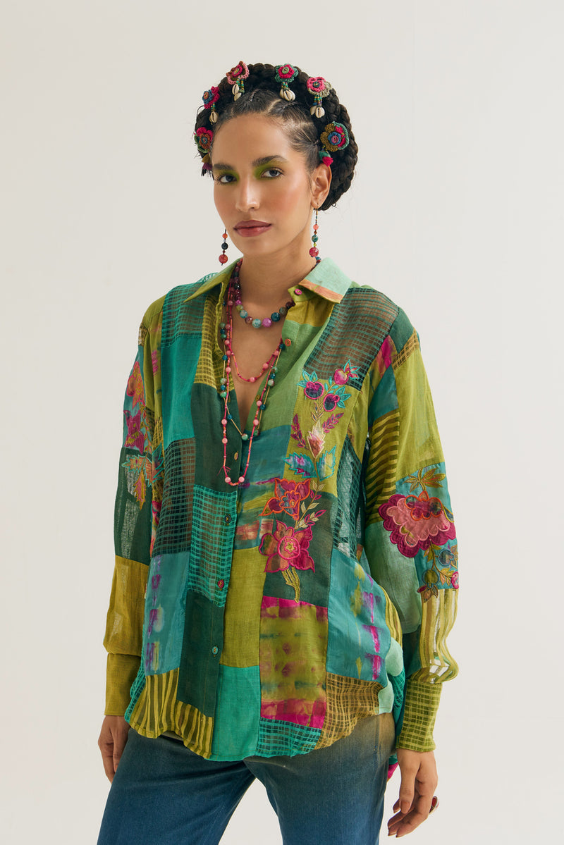 Paako Vinca Set jute,linen,silk co-ord set by Capisvirleo in green for women Worldwide