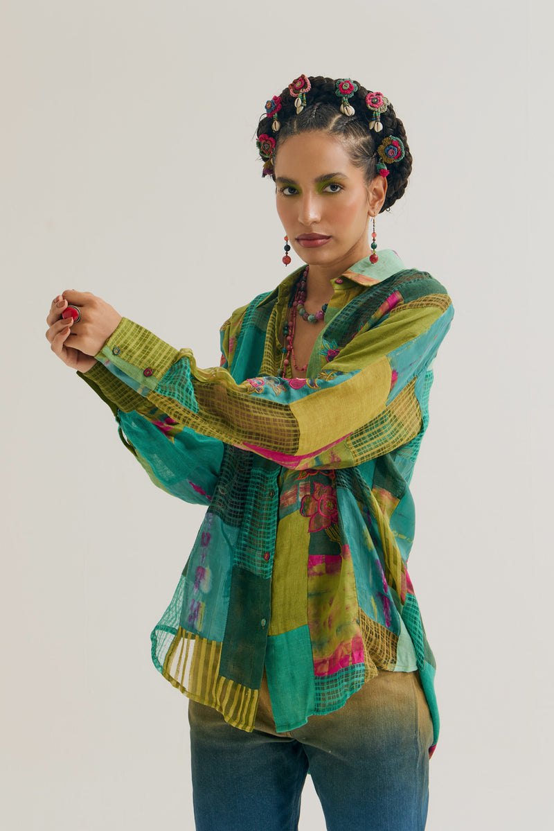 Paako Vinca Set jute,linen,silk co-ord set by Capisvirleo in green for women Worldwide