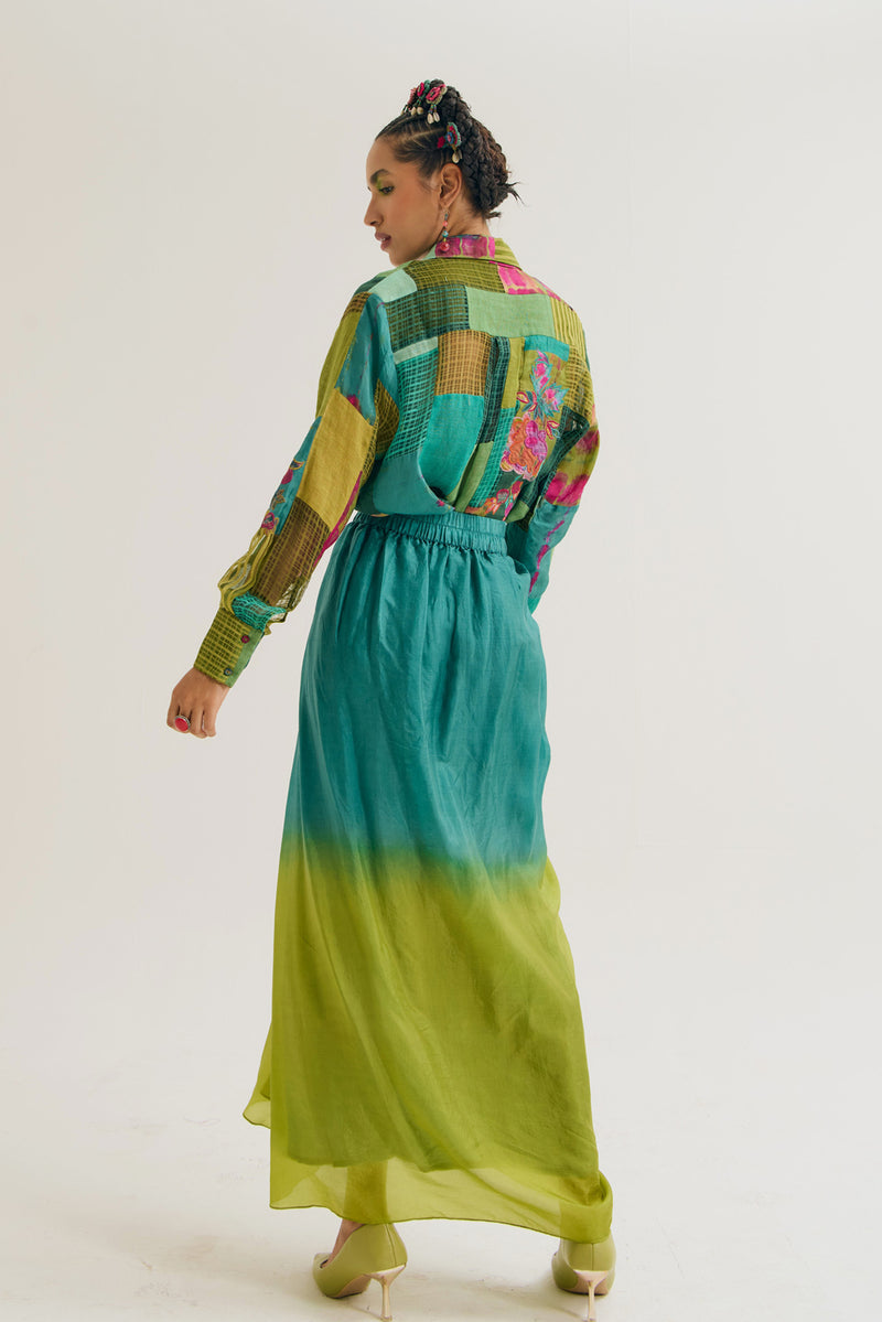 Paako Vinca Set jute,linen,silk co-ord set by Capisvirleo in green for women Worldwide