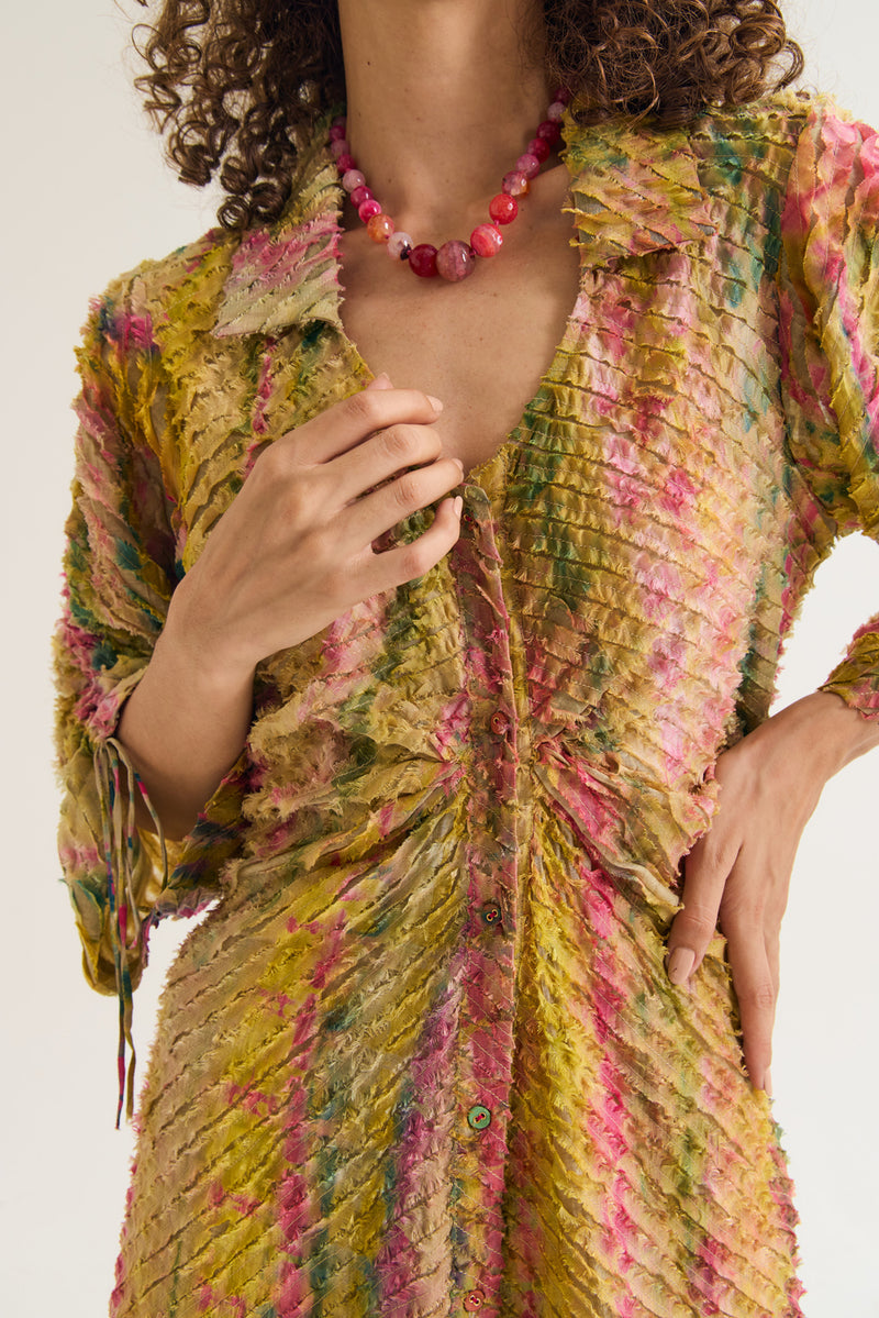 Lantana Dress cotton silk,chanderi dress by Capisvirleo in yellow for women Worldwide