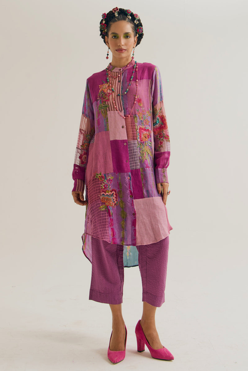 Shrub Rose Shirt jute,linen,silk top/shirt by Capisvirleo in pink for women Worldwide