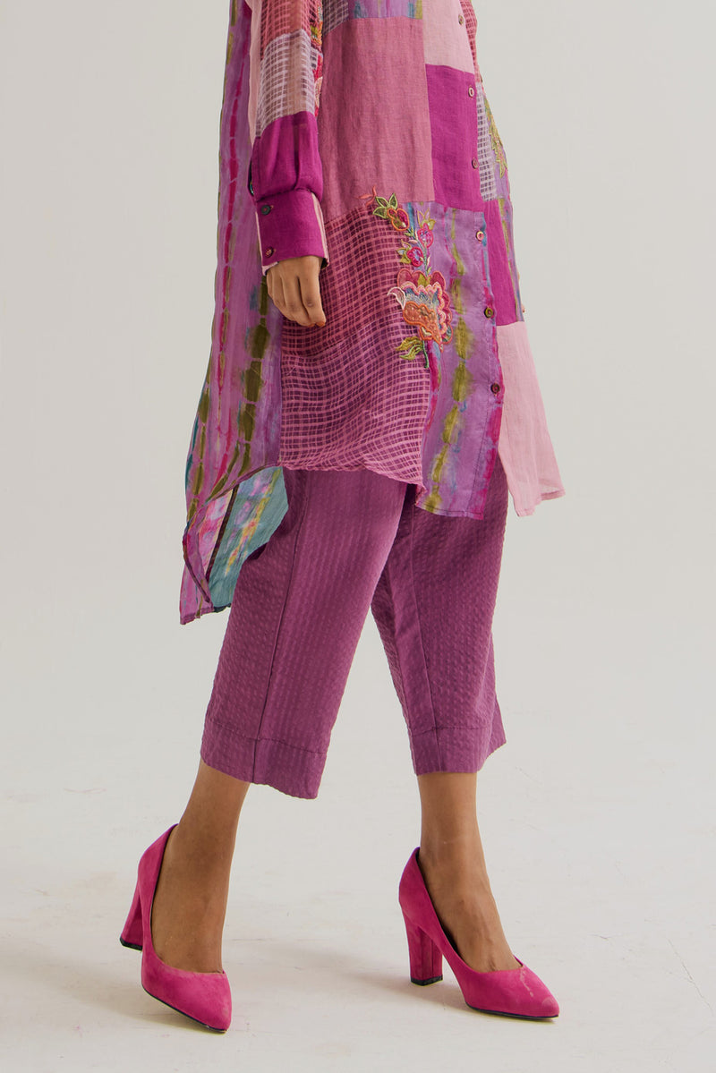 Shrub Rose Pant handloom cotton pant/trouser by Capisvirleo in pink for women Worldwide