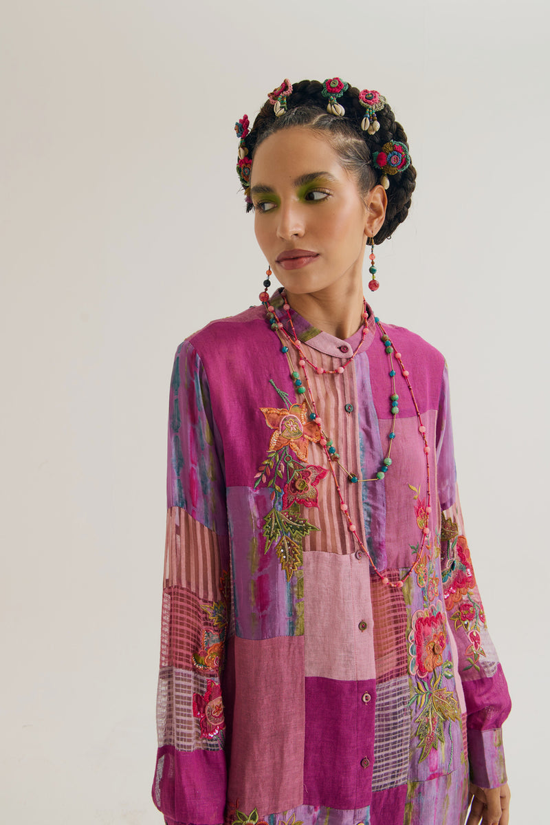Shrub Rose Set jute,linen,silk,handloom cotton co-ord set by Capisvirleo in pink for women Worldwide