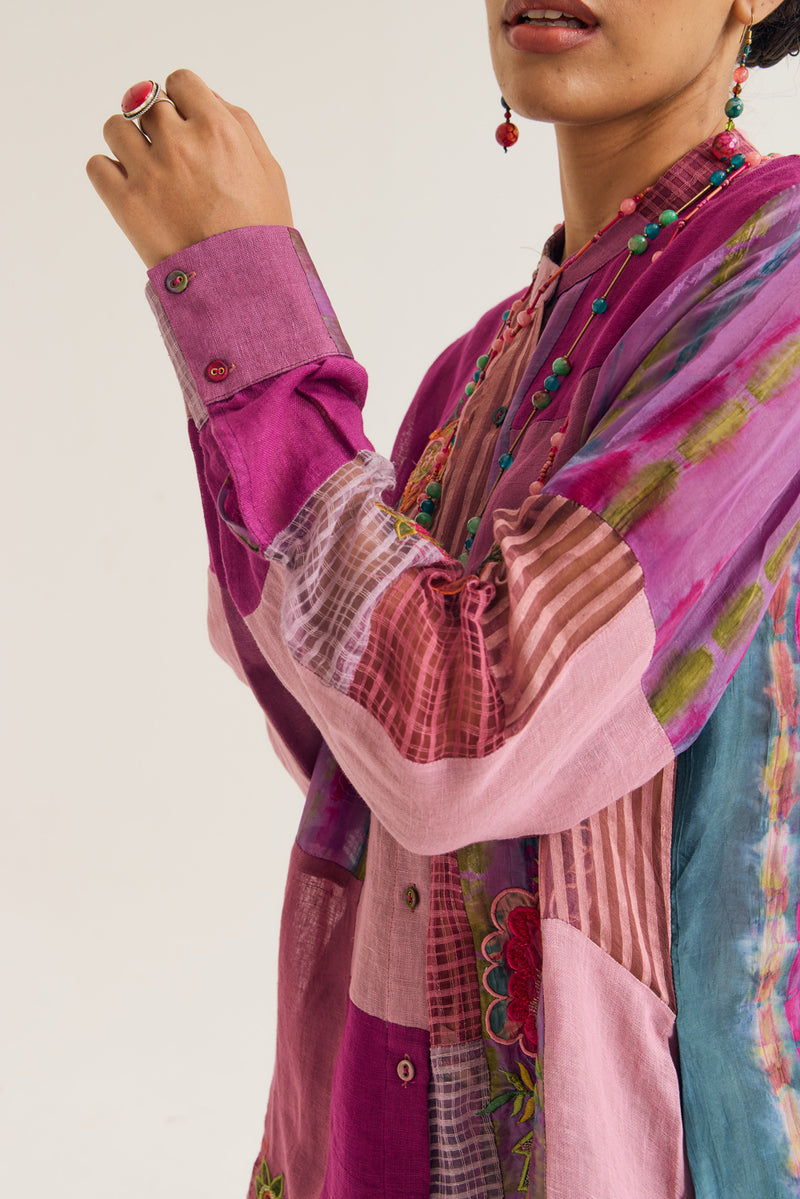 Shrub Rose Set jute,linen,silk,handloom cotton co-ord set by Capisvirleo in pink for women Worldwide