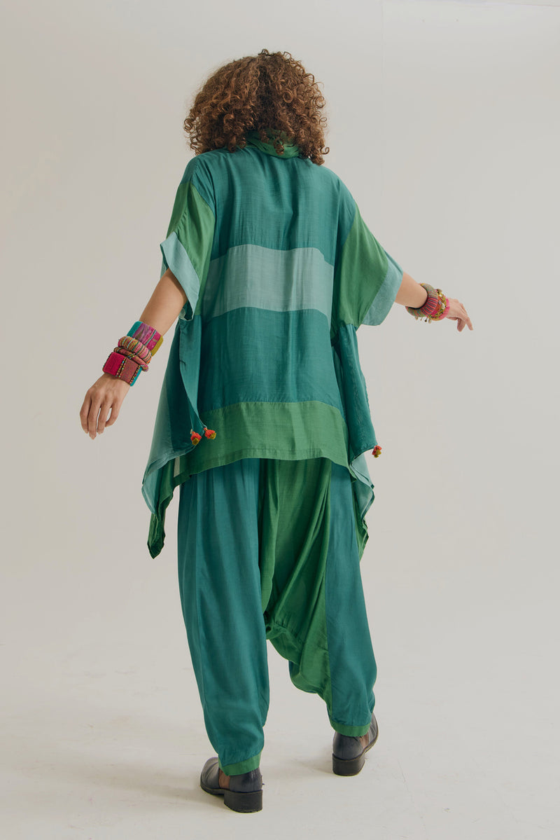 Plumaria Co Ord Set cotton silk co-ord set by Capisvirleo in teal for women Worldwide