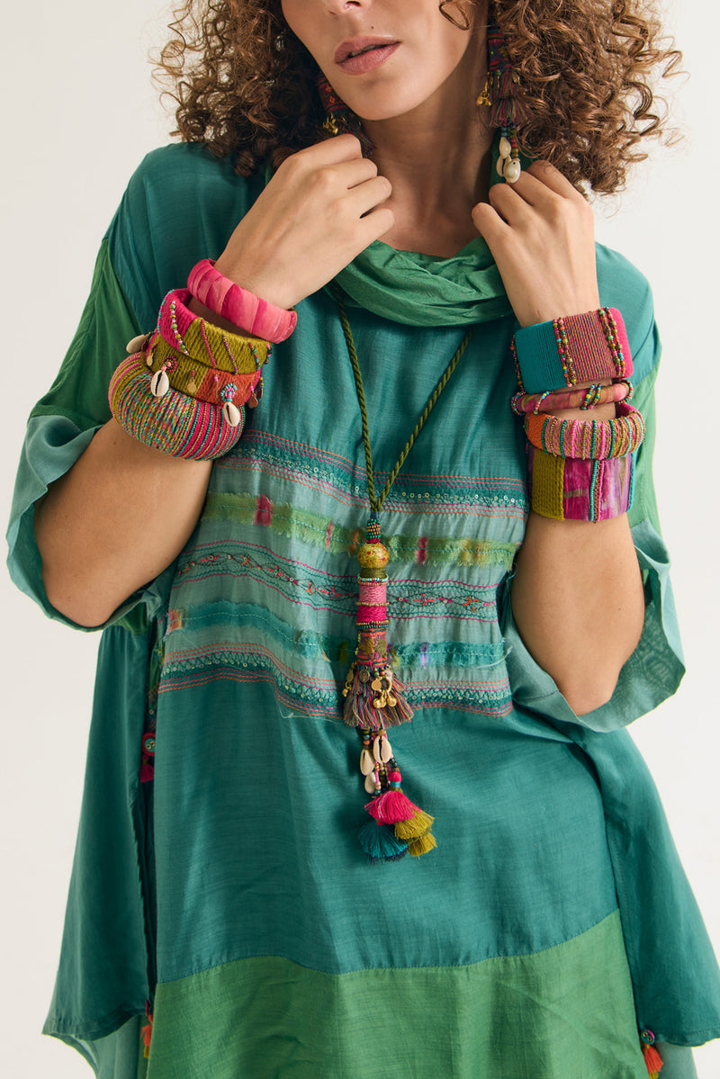 Plumaria Co Ord Set cotton silk co-ord set by Capisvirleo in teal for women Worldwide