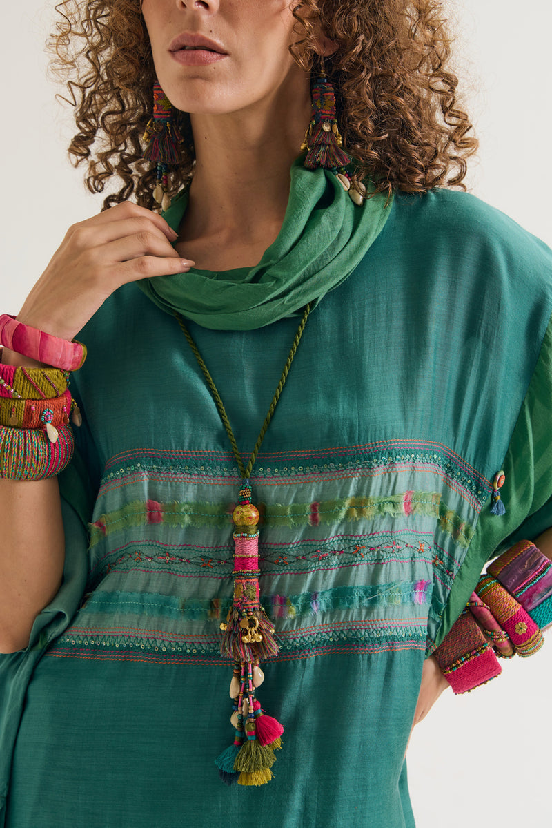 Plumaria Co Ord Set cotton silk co-ord set by Capisvirleo in teal for women Worldwide