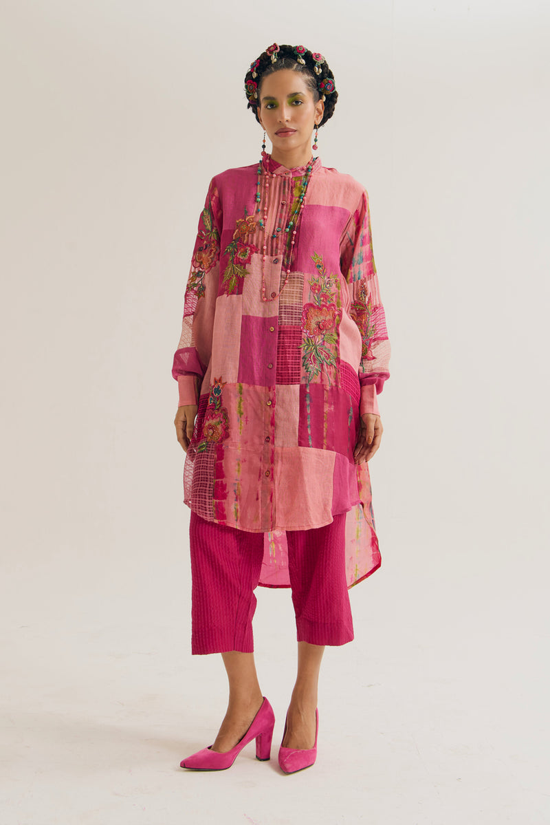 Shrub Rose Shirt jute,linen,silk top/shirt by Capisvirleo in pink for women Worldwide