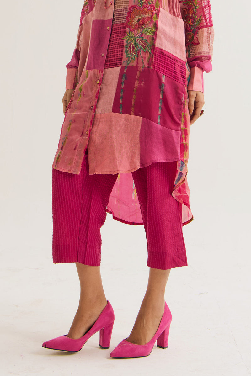 Shrub Rose Pant handloom cotton pant/trouser by Capisvirleo in pink for women Worldwide