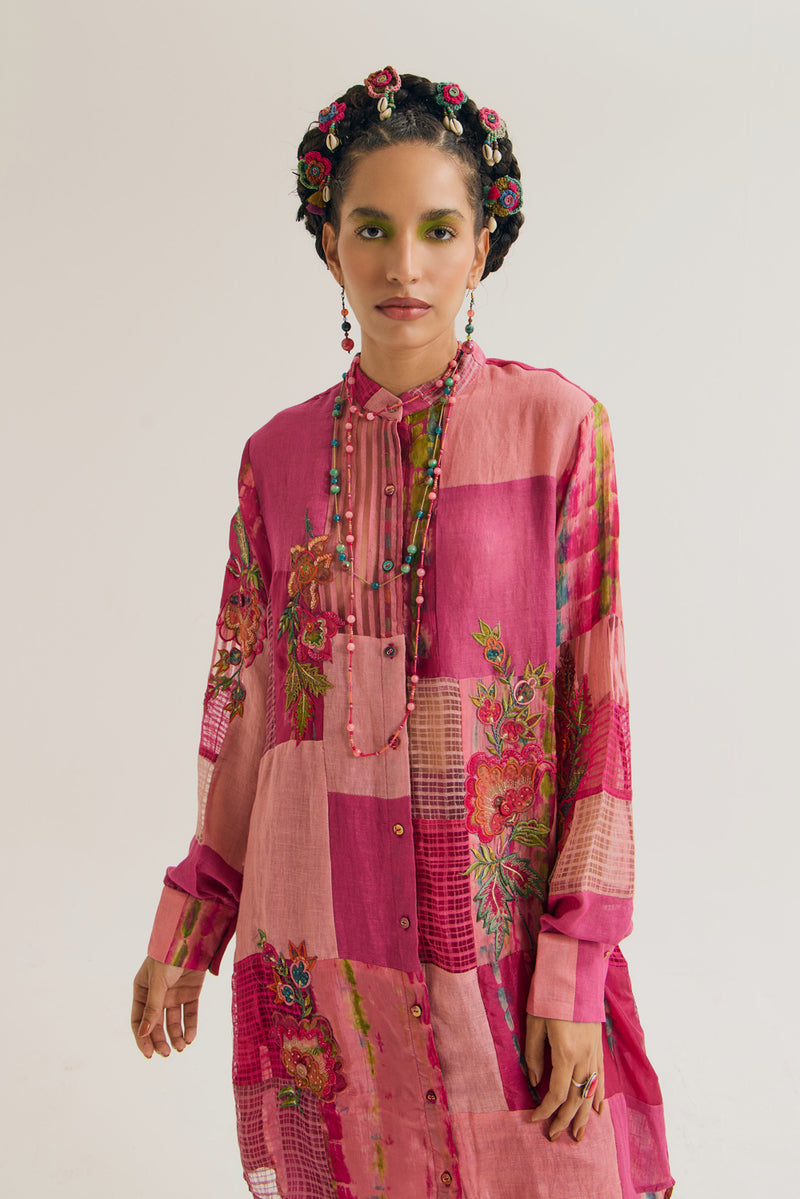 Shrub Rose Shirt jute,linen,silk top/shirt by Capisvirleo in pink for women Worldwide