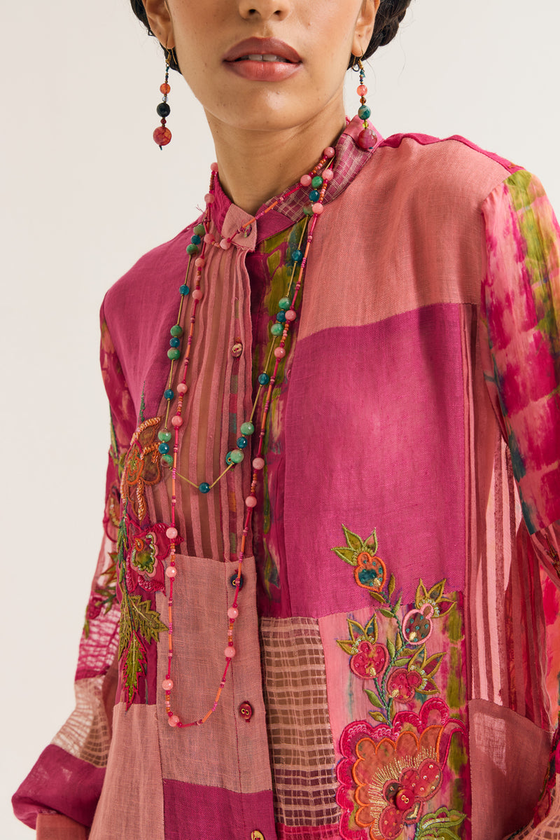 Shrub Rose Shirt jute,linen,silk top/shirt by Capisvirleo in pink for women Worldwide