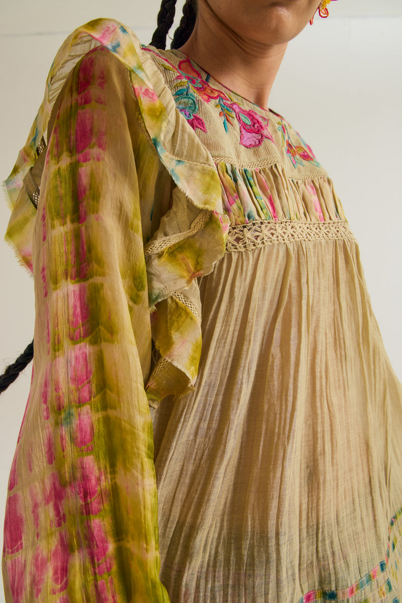Kale Top chanderi silk top/shirt by Capisvirleo in yellow for women Worldwide