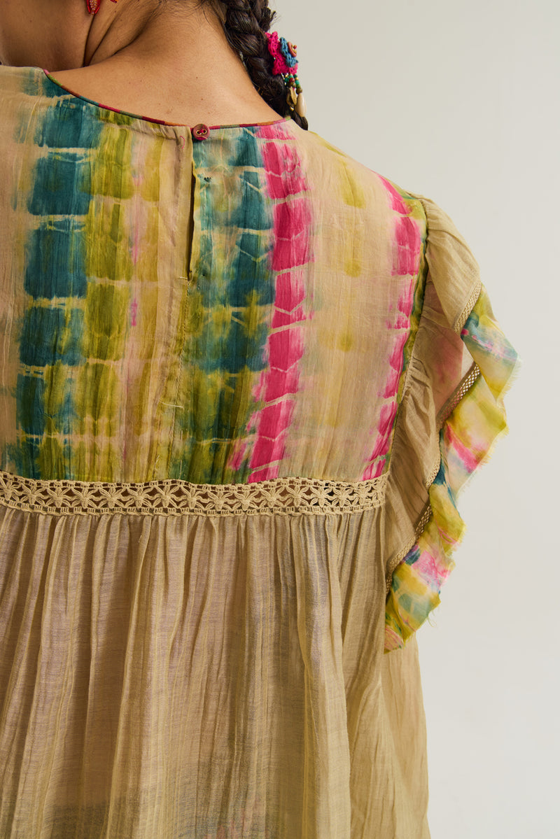 Kale Top chanderi silk top/shirt by Capisvirleo in yellow for women Worldwide