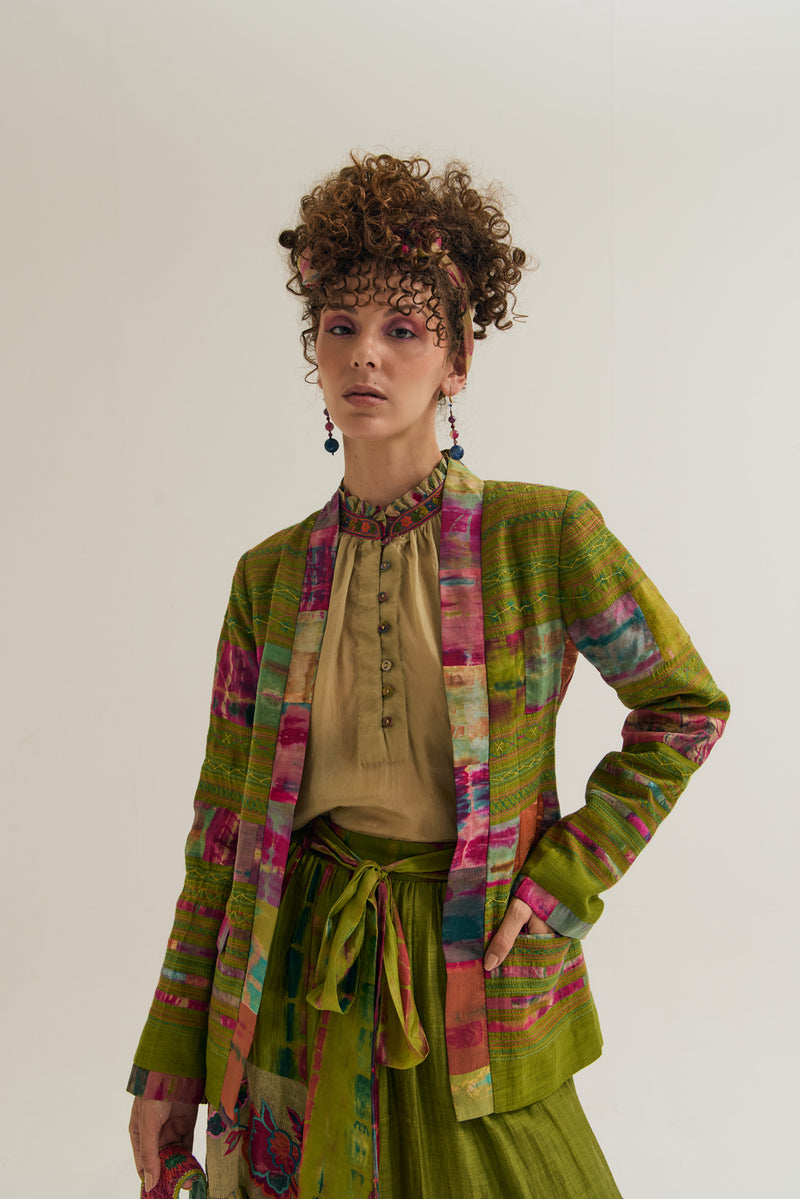 Graceland Jacket chanderi silk jacket/overlay by Capisvirleo in multi-color for women Worldwide