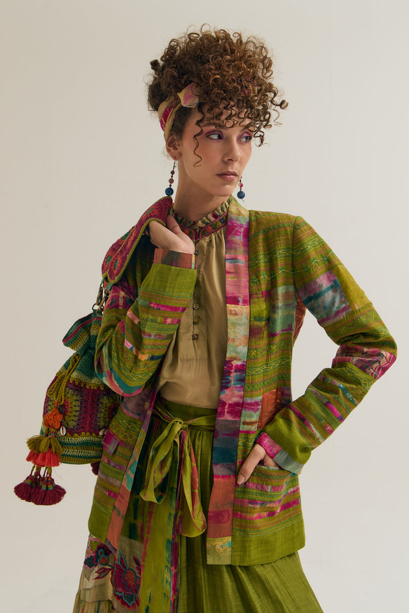 Graceland Jacket chanderi silk jacket/overlay by Capisvirleo in multi-color for women Worldwide