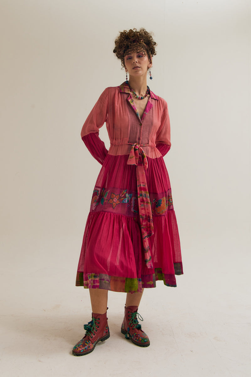 Wistiria Dress chanderi silk dress by Capisvirleo in teal for women Worldwide