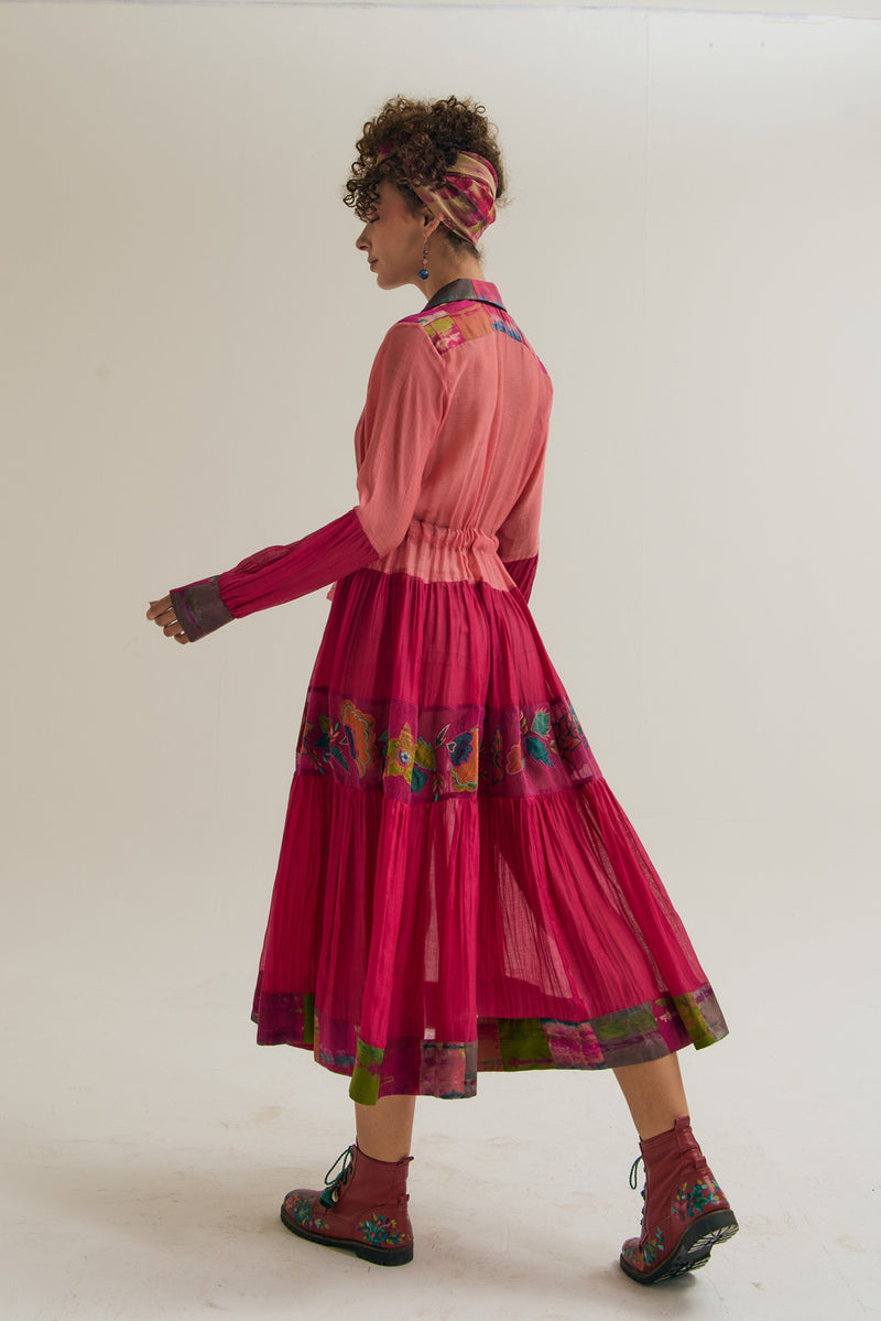 Wistiria Dress chanderi silk dress by Capisvirleo in teal for women Worldwide