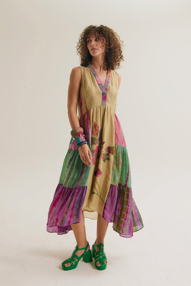 Iris Dress chanderi silk dress by Capisvirleo in multi-color for women Worldwide